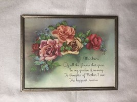 Print mother roses silver metal frame vintage framed - £13.52 GBP