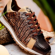 Portici Genuine Crocodile and Lizard Fashion Sneaker Orix / Brown image 9