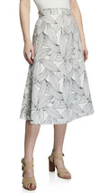NWT Womens Neiman Marcus White/Black Tropical Leaf Print Midi Skirt Sz L... - $39.59