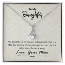 To My Daughter Biggest Achievement From Mom Alluring Ribbon Necklace Message Ca - £53.40 GBP+