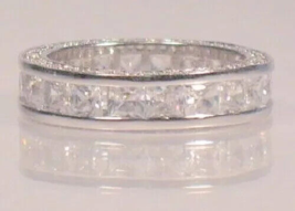 925 Argento 2.50 KT Taglio Princess Eternity Fascia Fede Nuziale Finto Diamanti - £67.42 GBP