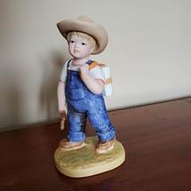 Vintage Boy Figurine, 1980s Porcelain Homco Denim Days children figurines Danny - $14.99