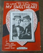 I&#39;d Love To Cal You My Sweetheart 1926 Vintage Sheet Music A Worth Weil Song - £69.03 GBP