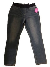 St Johns Bay jeans LARGE mid rise skinny med blue fade pull on elastic w... - £15.56 GBP