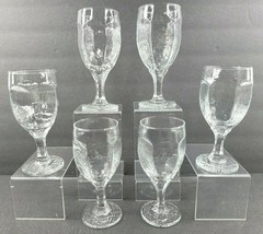 6 Libbey Chivalry Clear Red Wine Glasses Set 6 1/4&quot; Elegant Textured Faceted Lot - £46.68 GBP