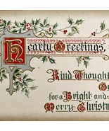 Hearty Greetings Christmas Holly Victorian Postcard 1900s Embossed PCBG11E - $19.99