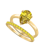Pear Cut Yellow Sapphire 14k Yellow Gold Over 925 Silver Engagement Brid... - £99.55 GBP