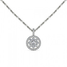 10K White Gold 2/5ct TDW Diamond Cluster Halo Necklace - £295.75 GBP