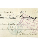 1914 Kineo Trust Company Bank Check E.A. Sampson Dover Maine Signed 6114... - $19.99