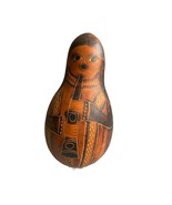 Vintage Peruvian Hand Carved Folk Art Gourd Musical Rattle 8&quot; - £19.53 GBP