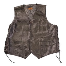 Street &amp; Steel Leder Motorrad Weste Herren Größe 46 Schwarz - $80.14