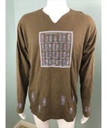 Men&#39;s Funky Bros Egyptian L/S Brown Cartoushes From Egypt Shirt Sz Medium - €16,87 EUR