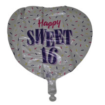 VINTAGE 1996 BETALLIC MYLAR REFILLABLE BALLOON HAPPY SWEET 16 BIRTHDAY S... - $11.40