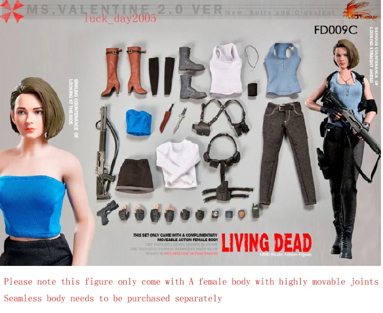 Hot Heart FD009C Zombie killer Living Dead Jill with 2 Heads 2 Suits 1/6 Action - £304.00 GBP