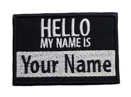 Custom Personalized &quot;Hello My Name Is&quot; Patch Embroidered Iron On Hook &amp; Loop - £5.11 GBP+