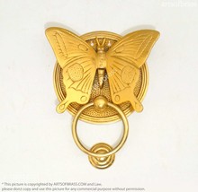 6.37&quot; Solid Brass Butterfly Door Knocker - Vintage Bright Gold Finish - £29.89 GBP