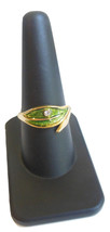 Vintage Avon Jewelry Ladies Gold Greem Enamel Leafglow Ring Sz 9 With Rhinestone - £11.76 GBP