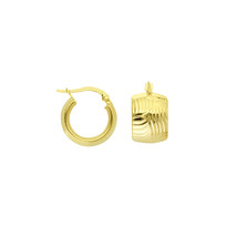 14k Real Solid Yellow Gold 10MM Wave Diamond-cut Hoop Earringss - £286.14 GBP