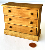 Miniature Dollhouse Wood 3 Drawer Chest Stained Brown 3-5/8 x 4-2/5 x 1-3/4 in - £22.68 GBP