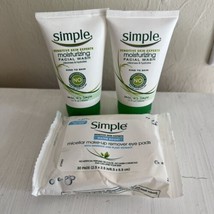 Lot Simple Moisturizing Facial Wash Sensitive &amp; Micellar Remover Pad Travel Sz - £7.82 GBP