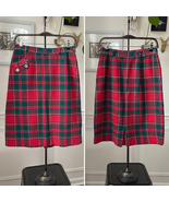 Vintage 50s Tartan Plaid Wool (?) Skirt Red Green S - $39.95 CAD