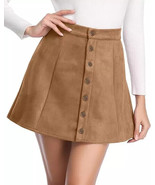 Women&#39;s Tan Suede Leather Skirt Handmade Stylish Fashioanble Short Skirt... - $108.70+