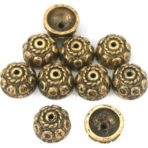 Bali Bead Caps Antique Gold Plated 9.5mm 10Pcs Approx. - $6.76