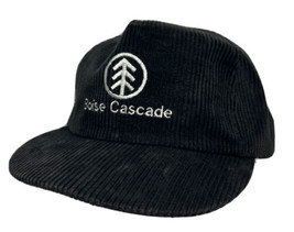 Vintage Boise Cascade Hat Cap Tree Logo Black Corduroy Snapback Ownco USA Made - £19.70 GBP