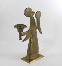 Solid Brass Angel Candlestick Taper Holder Large 9.5&quot; Made In India Vintage 1972 - £12.92 GBP