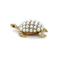 Tiffany &amp; Co. Cultured Pearl, 0.25ct Diamond Turtle Brooch #599 1&quot; x 1.5... - £11,635.15 GBP