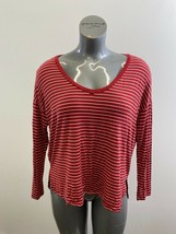 American Eagle Soft &amp; Sexy Tee Women&#39;s Size Medium Red Striped Viscose B... - $10.79 CAD