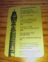 Vintage Useful Phone Numbers Card London Surry UK Scotland Yard - £11.98 GBP