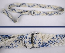 Gloria Vanderbilt Braided Belt Blue and Cream Thread Double Ring Buckle ... - $6.85