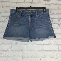 Ann Taylor Loft Womens Shorts 0 Blue Denim Low Rise Cuffed Solid 5 Pockets - $19.95