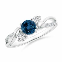 ANGARA London Blue Topaz and Diamond Twisted Vine Ring for Women in 14K Gold - $1,106.10