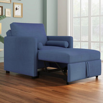 3 in 1 Convertible Sleeper Chair with Adjustable Backrest - Blue - £270.84 GBP