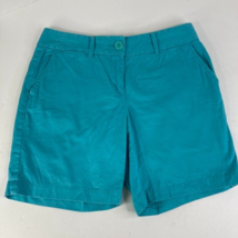 Ann Taylor Loft Womens Chino Shorts Size 2 Teal Blue 7.5&quot; Inseam Flat Front - £10.10 GBP