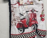 1 Printed Kitchen Oven Mitt (7&quot;x12&quot;)  FAT CHEF ON THE SCOOTER,with black... - $7.91