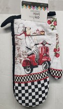 1 Printed Kitchen Oven Mitt (7&quot;x12&quot;)  FAT CHEF ON THE SCOOTER,with black... - $7.91