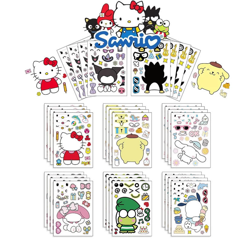 24Pcs Sanrio Make a Face Stickers Cartoon Kuromi Stickers Book Craft DIY KT - £13.47 GBP+