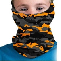 Halloween Kids Camo Mask Neck Wrap Gaiter Face Headband Hood Multi Gray Orange - £6.32 GBP