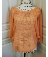 LC Lauren Conrad Size XS Sheer Orange Peach Blouse Top Shirt Boho Bohema... - £9.27 GBP