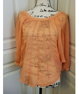 LC Lauren Conrad Size XS Sheer Orange Peach Blouse Top Shirt Boho Bohema... - £9.40 GBP