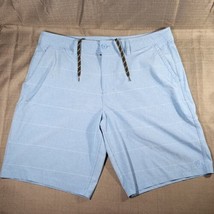 Hang Ten Men&#39;s Blue Button Fly Zip Closure Hybrid Board Shorts Stripe Si... - $12.95