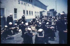 Large Group of Sailors at Santa Fe Railroad Station 35 MM Slide 1940&#39;s - £14.02 GBP