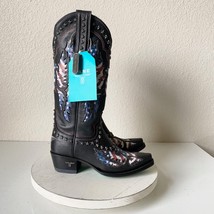NEW Lane OLD GLORY Black Cowboy Boots Womens 5.5 Leather Western Biker Snip Toe - £199.64 GBP