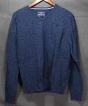AEO Men&#39;s Athletic Fit V-Neck Sweater Cotton Blue Heather MEDIUM - £11.86 GBP