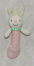 Just one Year Stuffed Plush Pink Green Bunny Rabbit Baby Squeak Stick Cr... - £15.79 GBP
