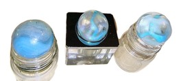 4 Small Aqua-Blue Glass Feathered Swirl  Christensen? Vintage Marbles - $148.47 MXN