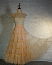 Gold Layered Tulle Skirt Women A-line Plus Size Sparkle Tiered Tulle Skirts image 2
